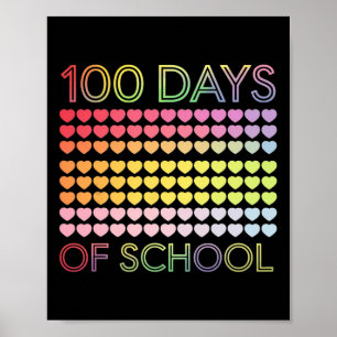 Poster 100 Jours D'École Et Toujours Aimer Il Coeur