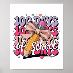 Poster 100 Jours D'école Filles Coquette Nœud Enfants Ens