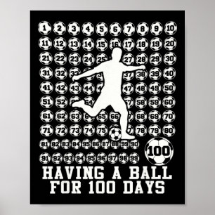 Poster 100 jours d'école garçons football 100e jour d'éco
