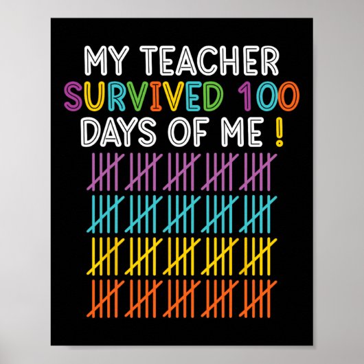 Poster 100 Jours D'École Joyeux 100E Jour D'Enseignement (Devant)