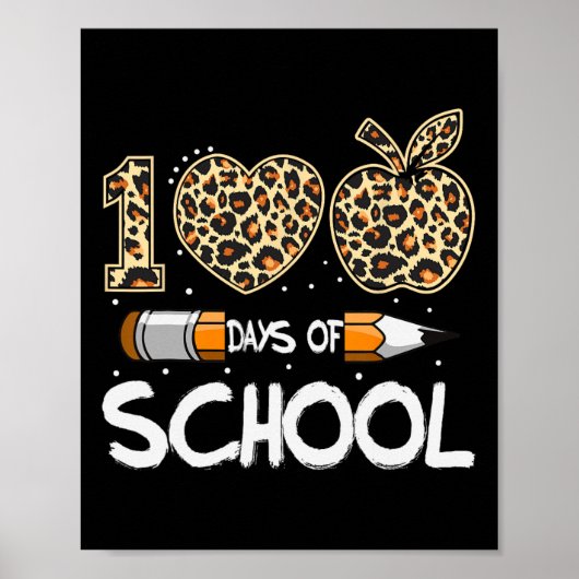 Poster 100 Jours D'École Leopard Enseignant Enfants 100e (Devant)