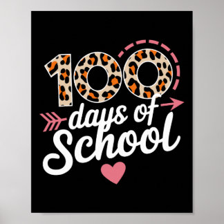 Poster 100 Jours D'École Leopard Heart Girls Femmes Enfan