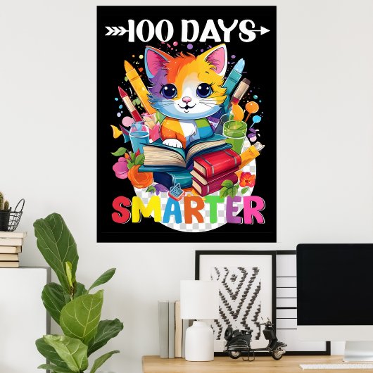 Poster 100 Jours d'école mignonne Chat Kitten Filles Enfa (Bureau à domicile)
