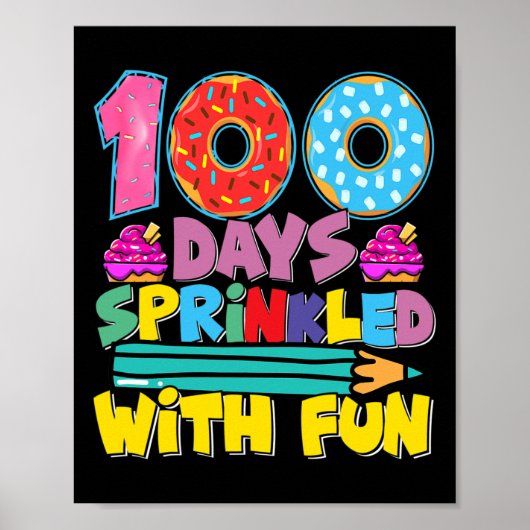 Poster 100 Jours D'École Parsemés De Cupcake Fun Mignonne (Devant)