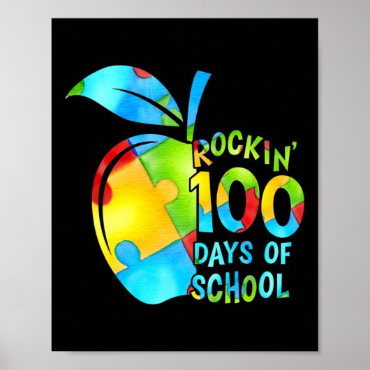 Poster 100 Jours D'École Puzzle Sensibilisation sur l'aut (Devant)