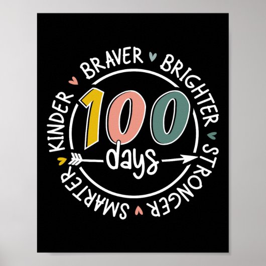 Poster 100 Jours D'École Smarter Kinder Plus Fort Brighte (Devant)