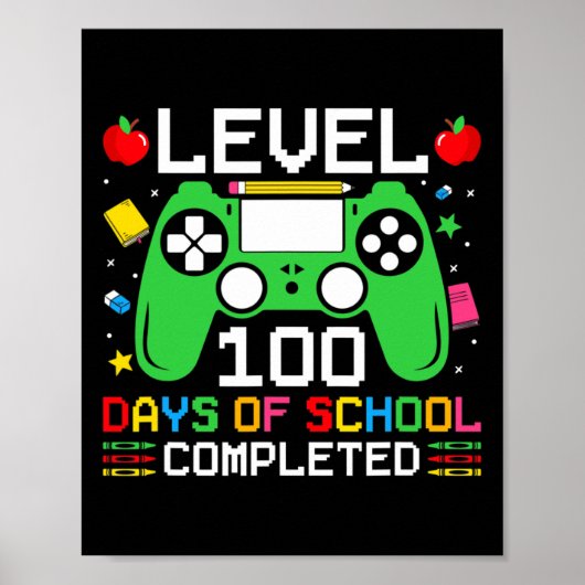 Poster 100 Jours D'École Terminé Jeu Jouer Garçon (Devant)