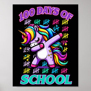 Poster 100 Jours D'École Unicorn Dabbing Étudiant 100 Jou