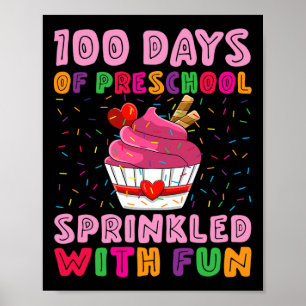 Poster 100 Jours D'Enfants D'Âge Préscolaire Parsemés De