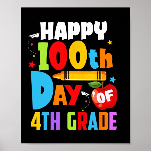 Poster 100 Jours D'Enseignant À L'École 100E Jour De 4E A (Devant)