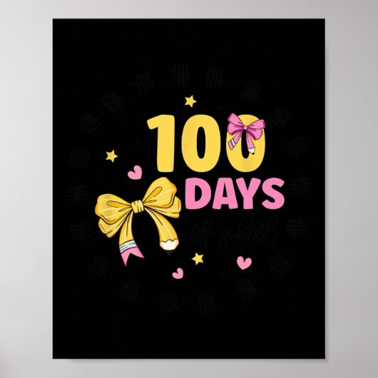Poster 100 Jours D'Enseignant À L'École Coquette Bow 100e (Devant)