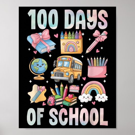 Poster 100 Jours D'Enseignant Enfants 100E Jour De (Devant)