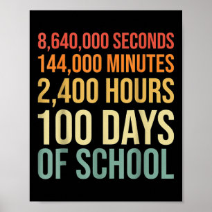 Poster 100 Jours D'Enseignant Tenue 80s Retro Vintag