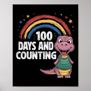 Poster 100 Jours Et Compter Les Enfants Drôle Dinosaure 1