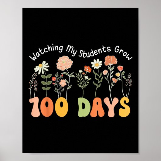 Poster 100 jours Growing Boho Flowers Enseignant 100e jou (Devant)