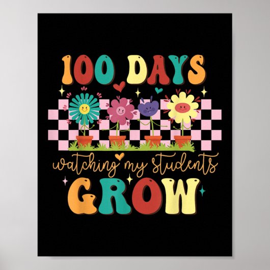 Poster 100 jours Growing Boho Flowers Enseignant 100e jou (Devant)