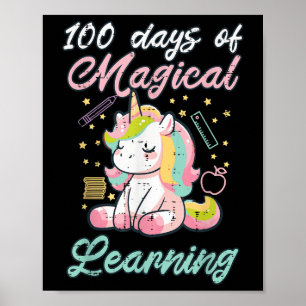 Poster 100 jours Magical Learning Unicorn 100th Day Girls