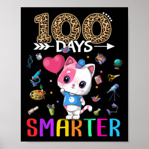 Poster 100 jours plus intelligent Mignonne Fille Chat Hap
