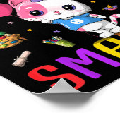 Poster 100 jours plus intelligente Mignonne Fille au Chat (Coin)