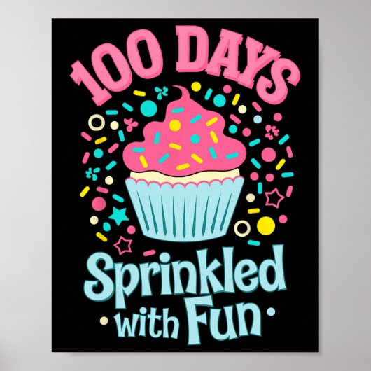 Poster 100 Jours Saupoudrés Avec Chemise Cupcake Fun Heur (Devant)
