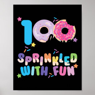 Poster 100 Jours Saupoudrés De Donuts Amusants Joyeux 100