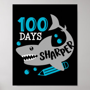 Poster 100 Jours Sharper Shark 100ème Jour D'École Pour G