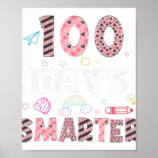 Poster 100 Jours Smarter 100E Jour De L'École Valentines (Devant)