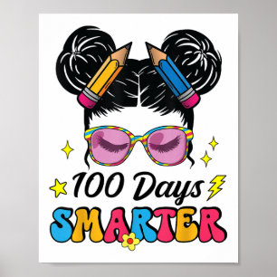 Poster 100 Jours Smarter Messy Bun Girl 100e Jour De