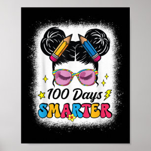 Poster 100 Jours Smarter Messy Bun Girl 100e Jour De L'Éc