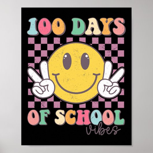 Poster 100 Jours Vibes Smile Enseignant Garçon Fille 100e (Devant)
