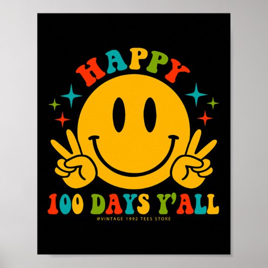 Poster 100 Jours Y’all Enseignants Étudiants 100e Jour De (Devant)