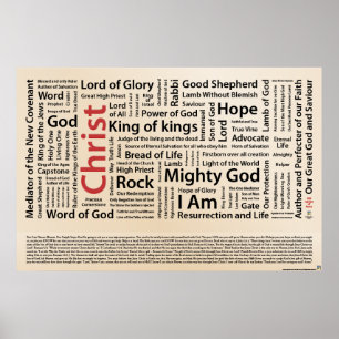 Poster 100 noms de l'orthographe anglaise de Jésus