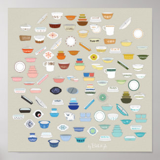 Poster 100 pièces de Pyrex - Beige
