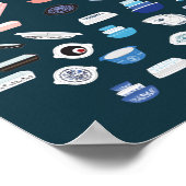 Poster 100 pièces de Pyrex - bleu-vert (Coin)