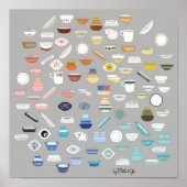 Poster 100 pièces de Pyrex - gris foncé (Devant)