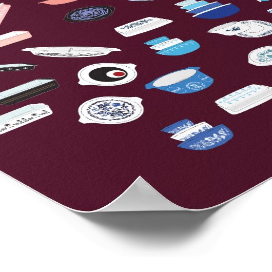Poster 100 pièces de Pyrex - Maroon (Coin)