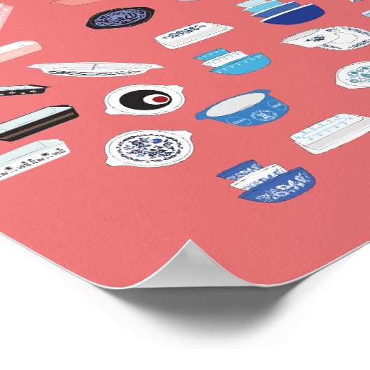 Poster 100 pièces de Pyrex - Rouge (Coin)