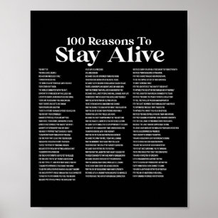 Poster 100 Raisons de rester en vie Prévention du suicide