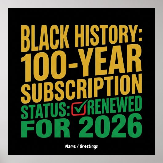 Poster 100-Year Black History Subscription Status Renewed (Devant)