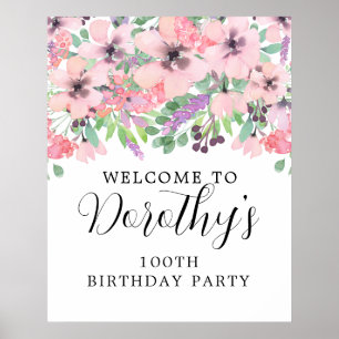 Poster 100e anniversaire Purple rose Fleur sauvage Affich