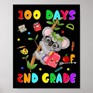 Poster 100e Jour De L'École 2e Année Koala Joyeux 100 Jou