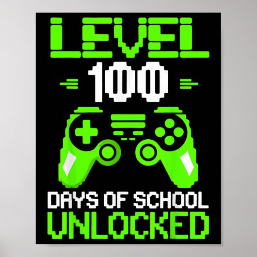 Poster 100e Jour De L'École Chemise Enfants Jeux Vidéo Ga (Devant)