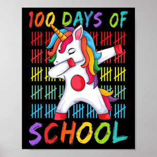 Poster 100e Jour de l'école Dabbing Unicorn 100 Magical D