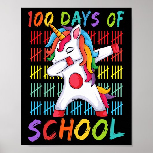 Poster 100e Jour de l'école Dabbing Unicorn 100 Magical D (Devant)
