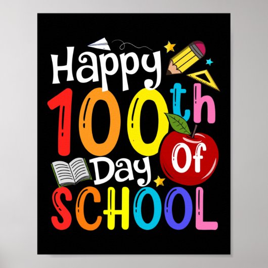 Poster 100e Jour De L'École Enseignants Étudiants Heureux (Devant)