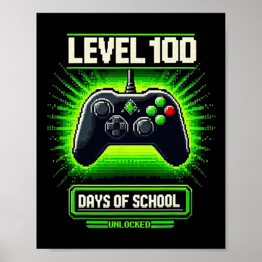 Poster 100e Jour De L'École Jeux Vidéo Enfants Garçon Gam (Devant)