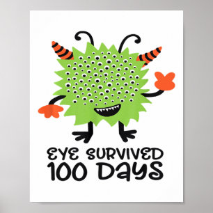Poster 100e Jour De L'École Monster Garçons Enfants Oeil 