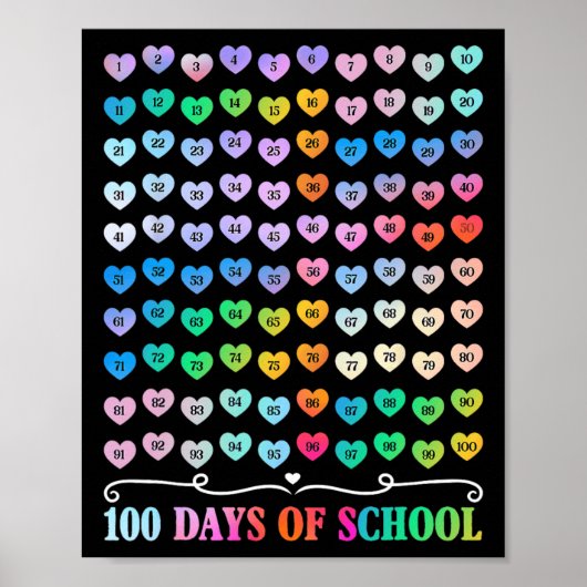 Poster 100e Jour De L'Enseignant 100 Jours Numéros De Mat (Devant)