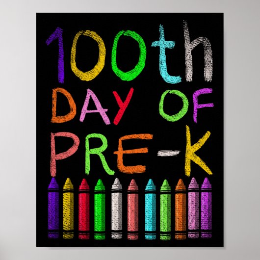 Poster 100e Jour De Pré K Cadeau Étudiant Heureux 100 Jou (Devant)