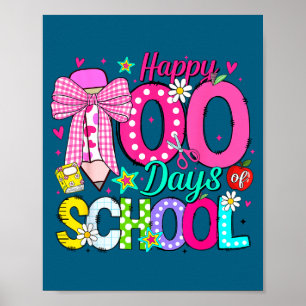 Poster 100e jour d'école nœud coquette filles enseignante